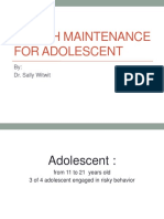 Health Maintenance For Adolescent