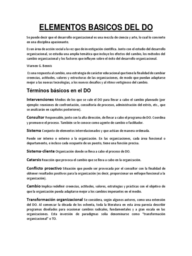 Elementos Clave del Desarrollo Organizacional | PDF | Desarrollo ...
