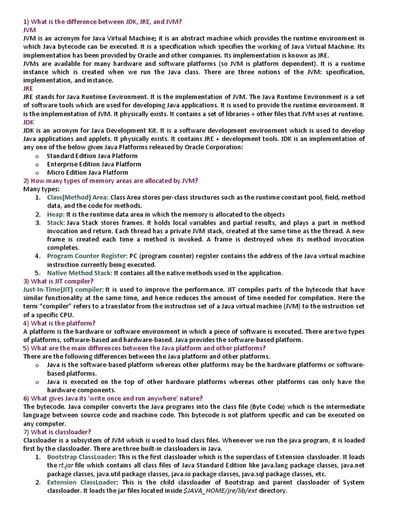 Java Questions | PDF | Method (Computer Programming) | Java Virtual Machine