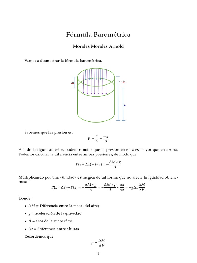 Fórmula Barométrica y Presión Atmosférica | PDF | Gases | Ecuaciones