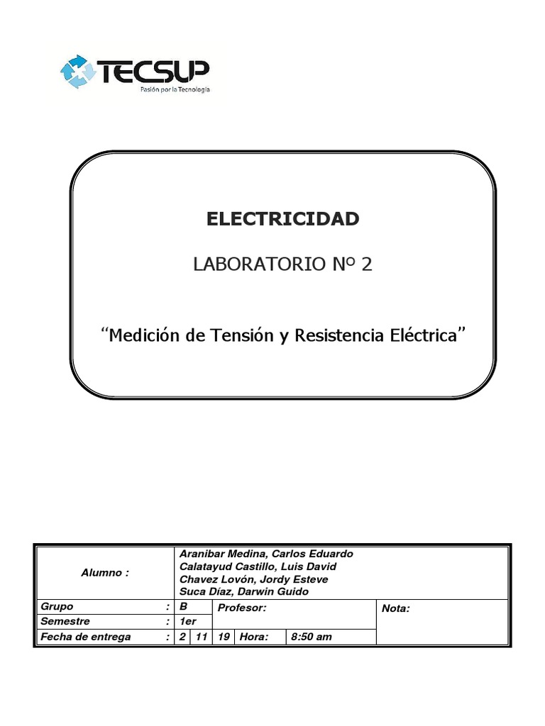 Lab-02 Medición de Resistencias. | PDF | Resistencia Eléctrica y ...