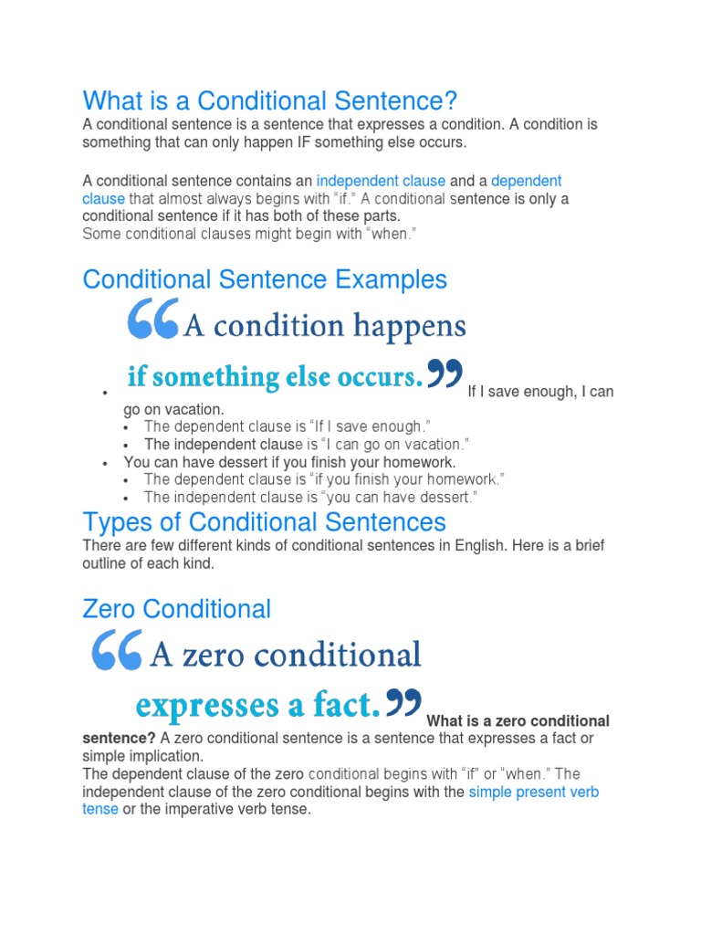 What Is A Conditional Sentence?: Independent Clause Dependent Clause ...