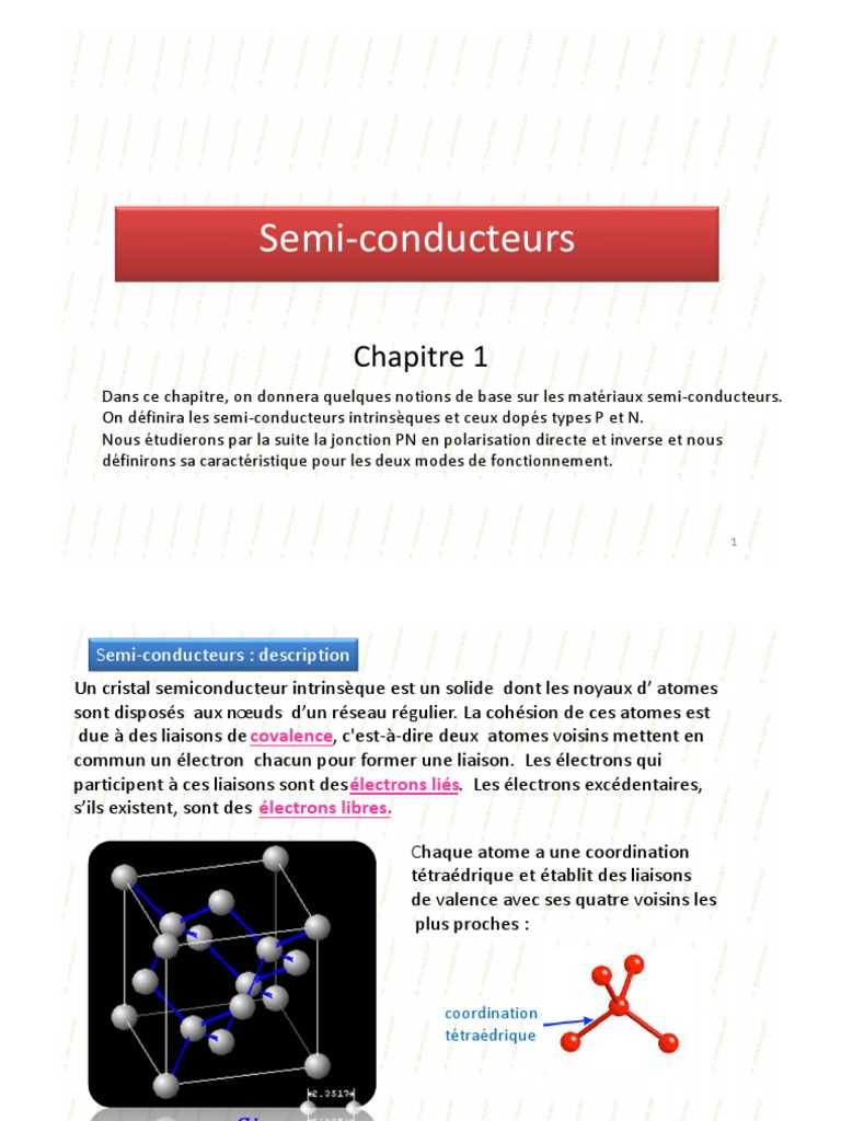 Fonctionnement des semiconducteurs PDF Théorie des bandes Semi — free download