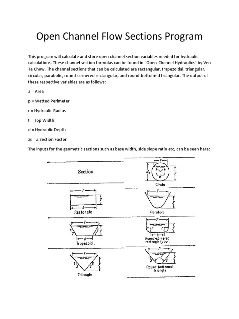 Open Channel Flow Calculation Program | PDF