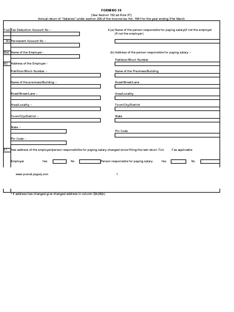 Income Tax Form 24 for Salaries | PDF | Income Tax In India | Tax Deduction