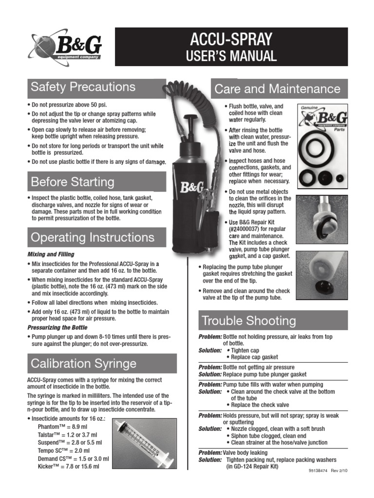 Accu-Spray User's Manual | PDF | Syringe | Valve