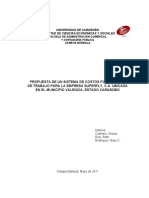 Propuesta de Un Sistema de Costos Por Órdenes de Trabajo Para La Empresa Superfly, c.a. Ubicada en El Municipio Valencia, Estado Carabobo - PDF
