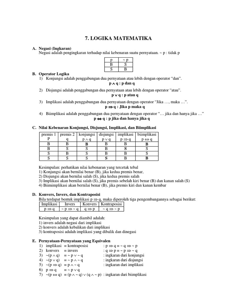 Materi Dasar Logika Matematika | PDF