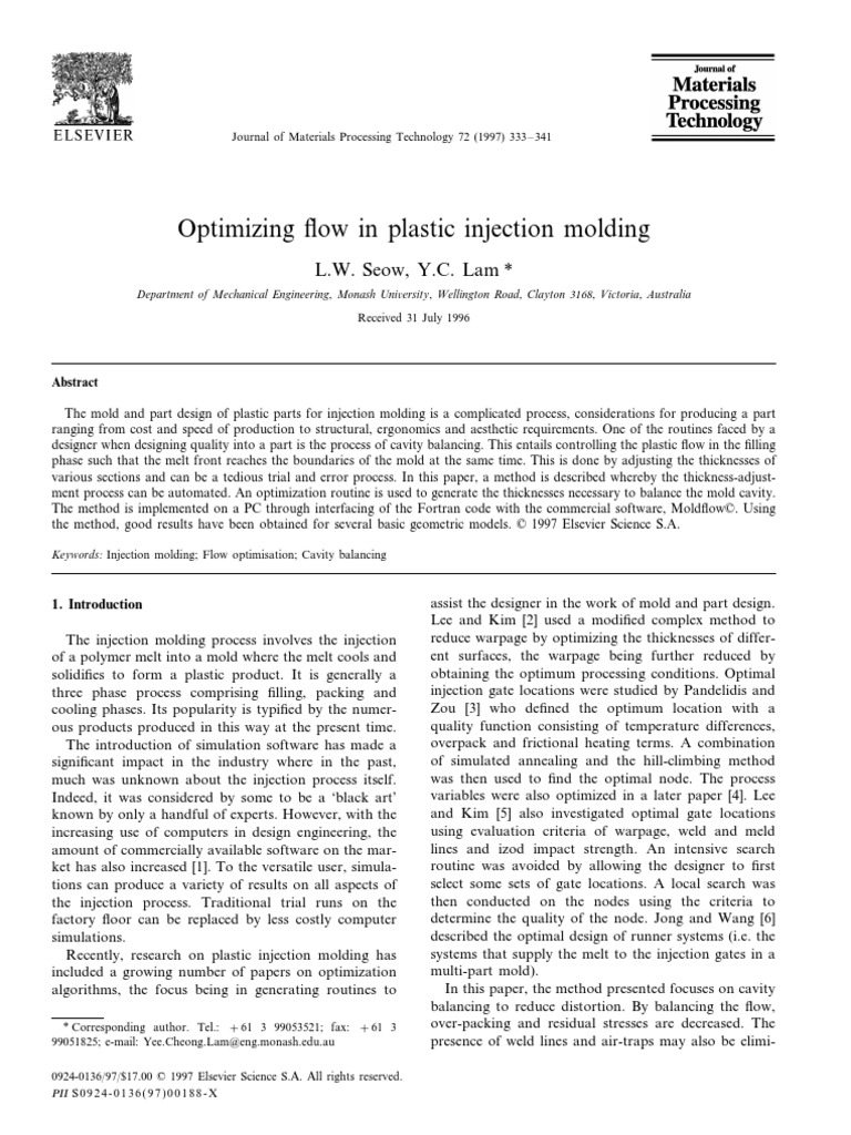 Optimizing Flow in Plastic Injection Molding | PDF | Viscosity ...