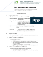 Sample Template Syllabus Formulation