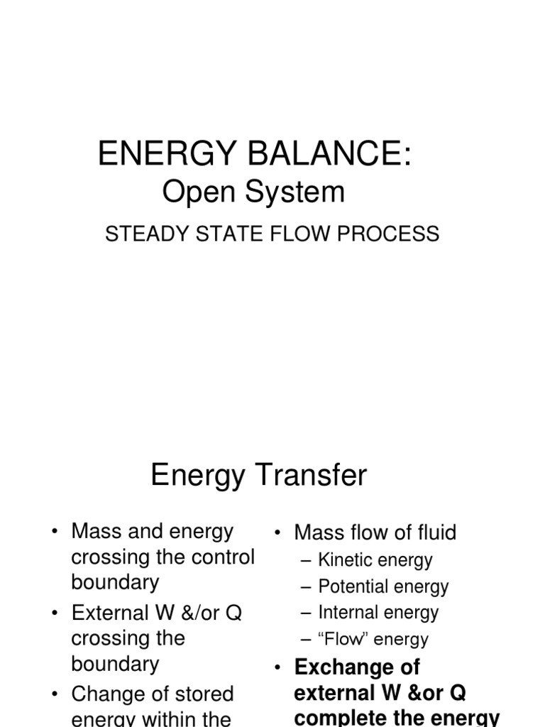 Part 3B Energy Balance Open System PDF Fluid Dynamics Flow