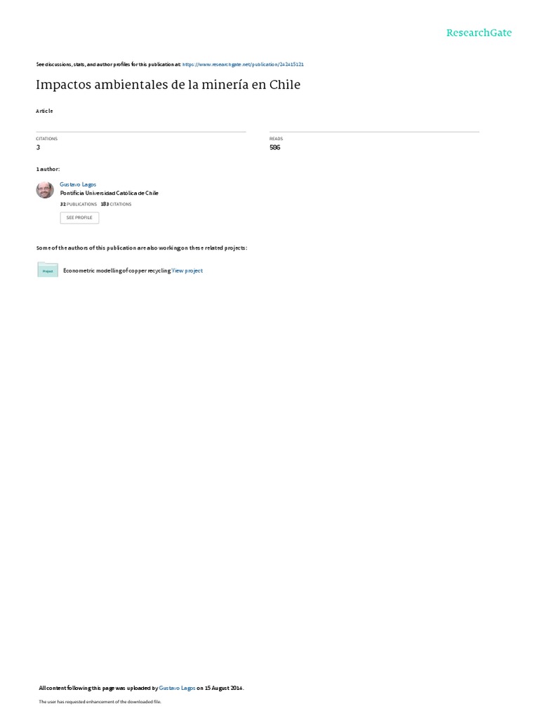 Impactos Ambientales De La Mineria En Chile Pdf Evaluación De