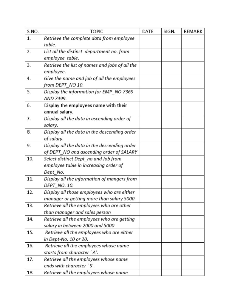 Employee Database Query Operations | PDF | Information Retrieval | Sql