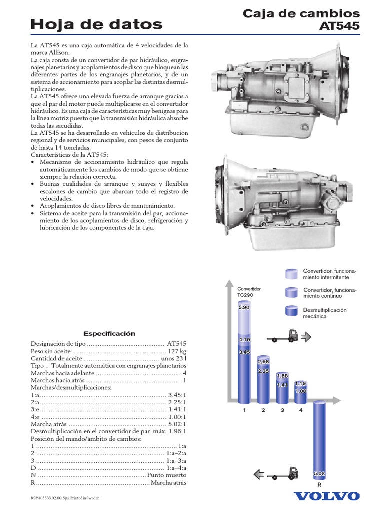 Especificaciones de la Transmisión AT545 | PDF | Transmisión (Mecánica ...