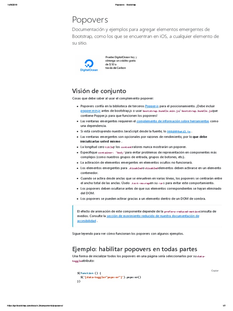 Guía de uso de Popovers en Bootstrap | PDF | Bootstrap (marco frontal ...