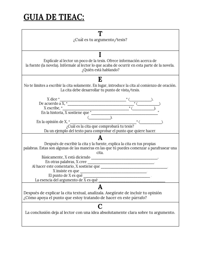 Cómo usar el formato TIEAC en citas | PDF