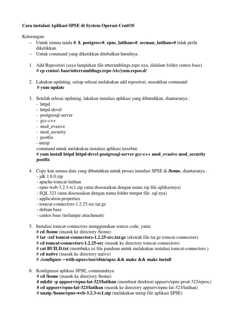Panduan instalasi aplikasi spse di centos pdf pdf