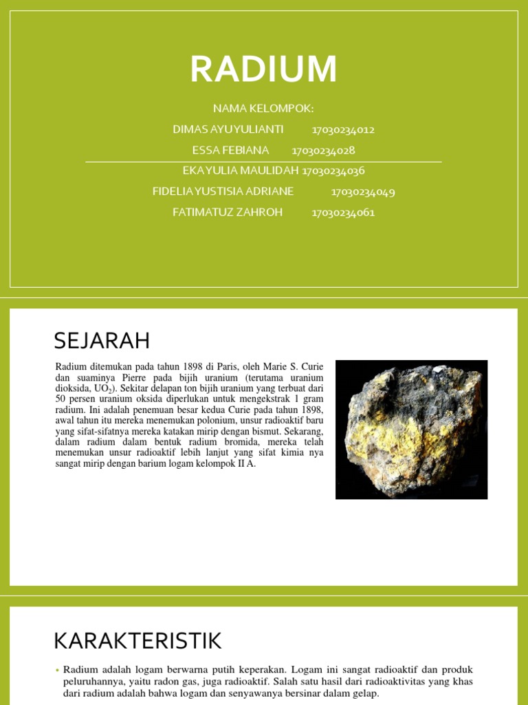 Karakteristik dan Kegunaan Radium | PDF