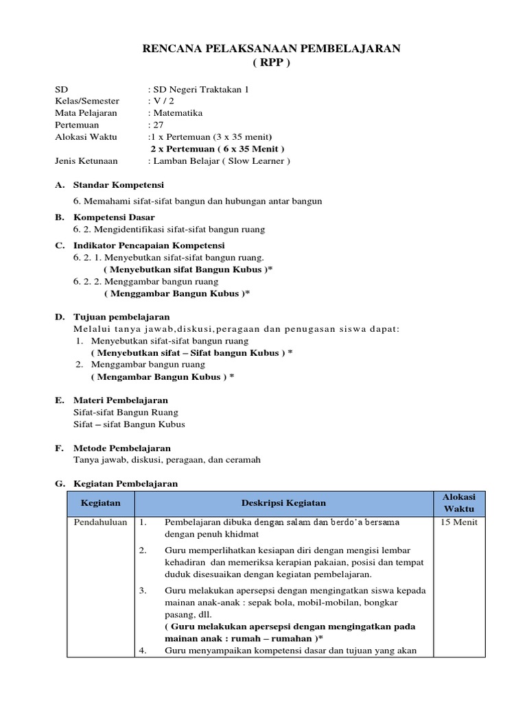 RPP Inklusi | PDF