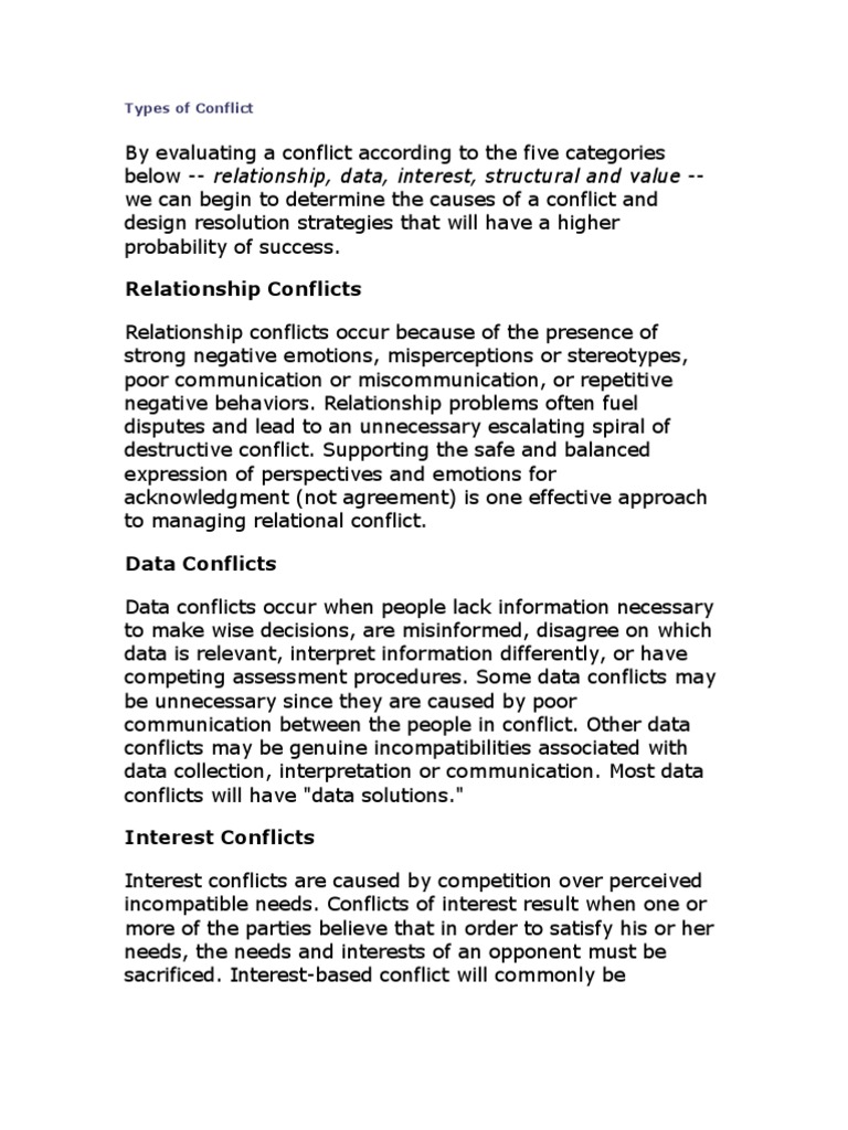Understanding Conflict Types and Solutions | PDF