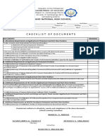 Checklist of Documents For Teacher's Applicant