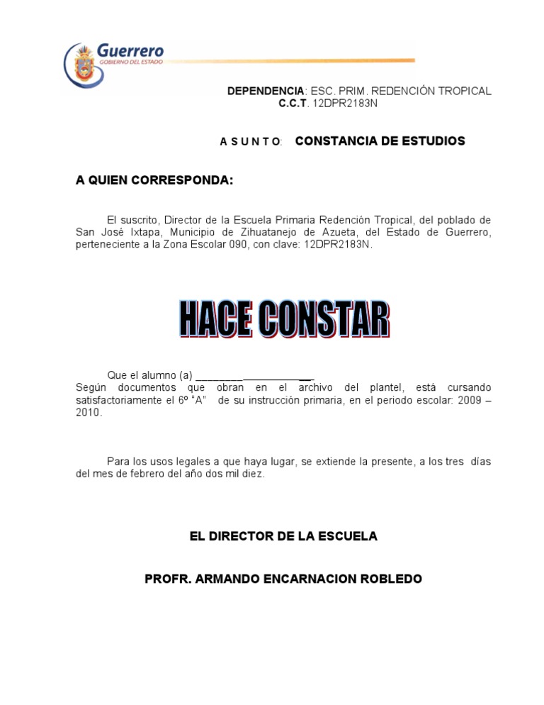 constancia de estudios