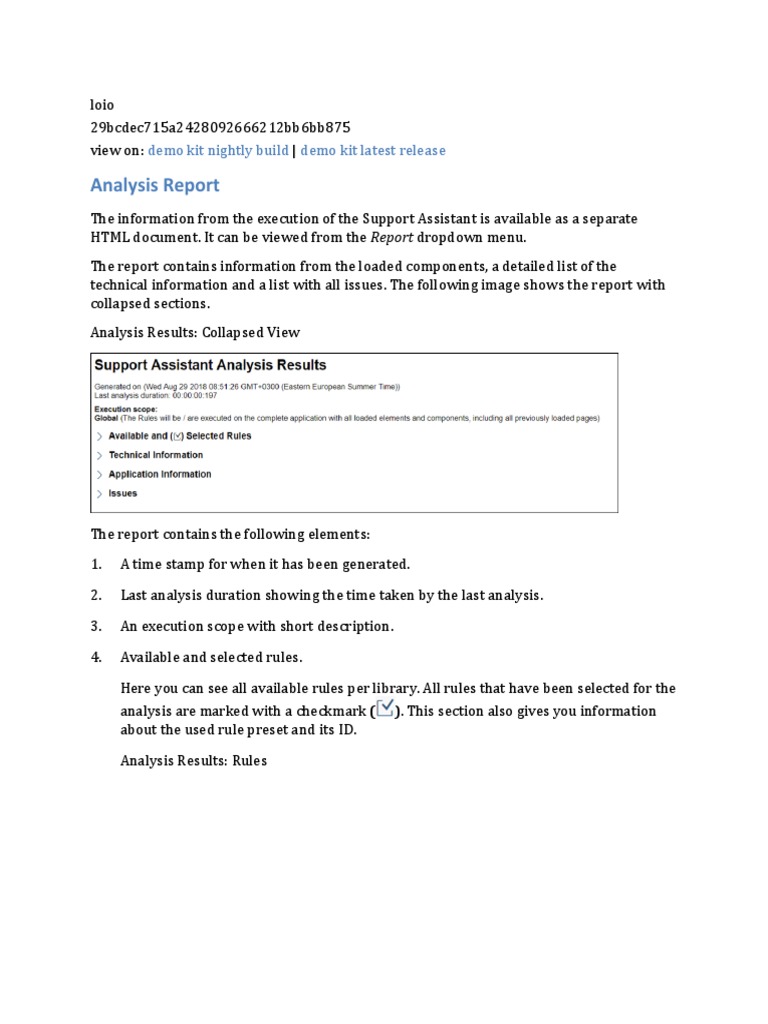 Analysis Report: Demo Kit Nightly Build Demo Kit Latest Release | PDF ...