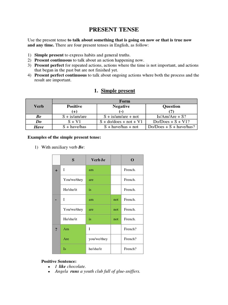Understanding Present Tenses in English | PDF | Grammatical Tense ...
