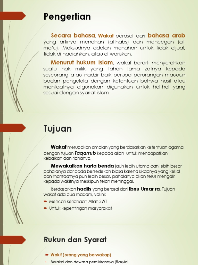 Materi Pai Wakaf X