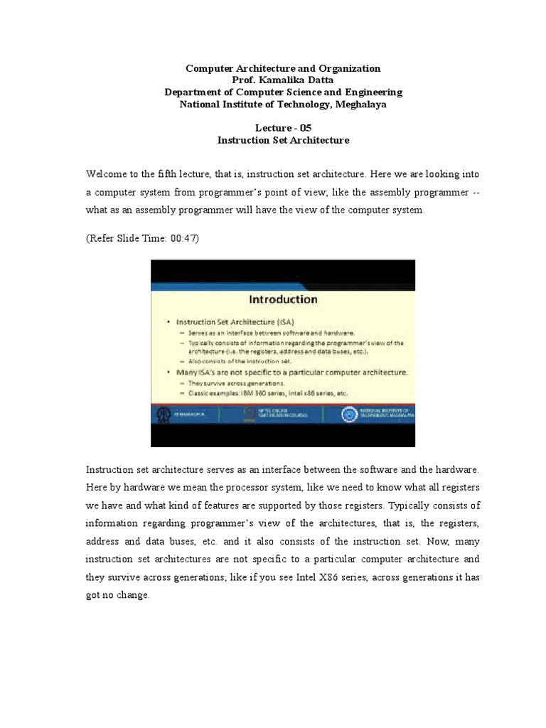 Instruction Set Architecture | PDF | Computer Architecture | Central ...