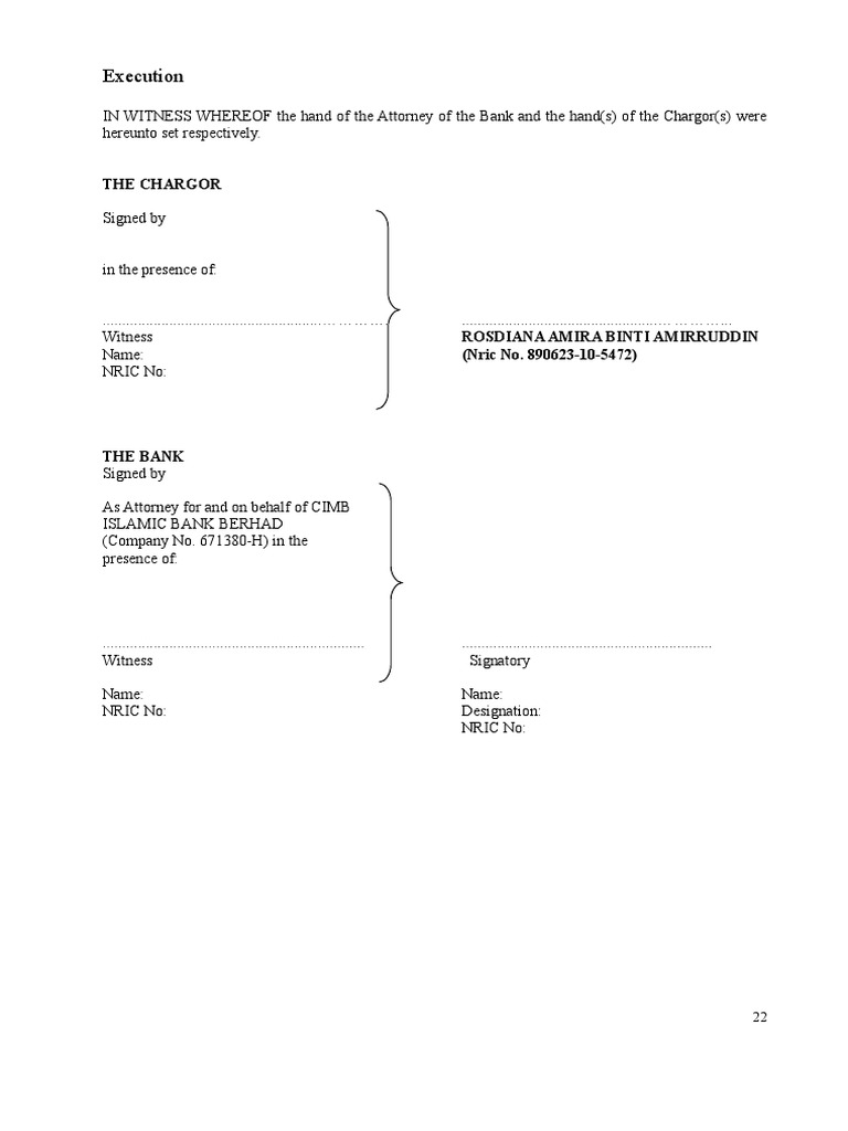 Execution The Chargor PDF Business