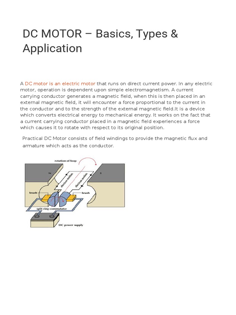 Understanding DC Motors: Types & Uses | PDF | Science & Mathematics