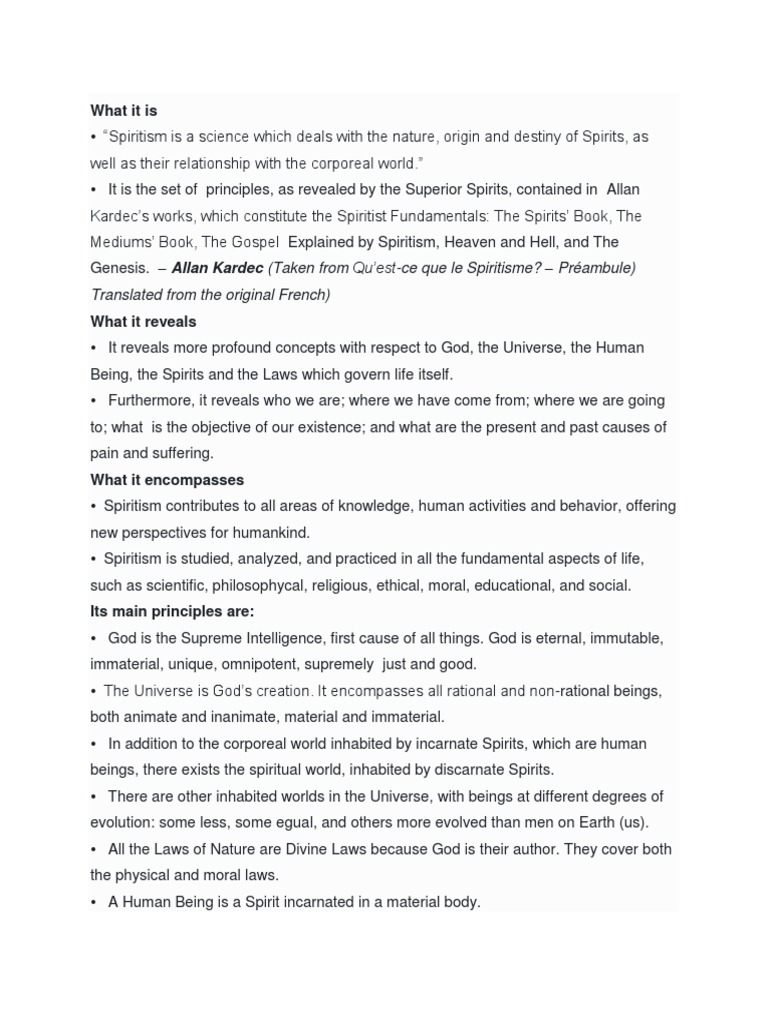 What It Is Allan Kardec Taken From Qu Est Ce Que Le Spiritisme