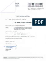 Supporting Letter (Fabrication and Erection For Storage Tank)