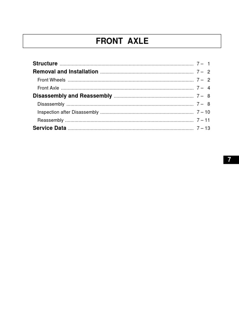 Front Axle Assembly Guide | PDF | Axle | Nut (Hardware)