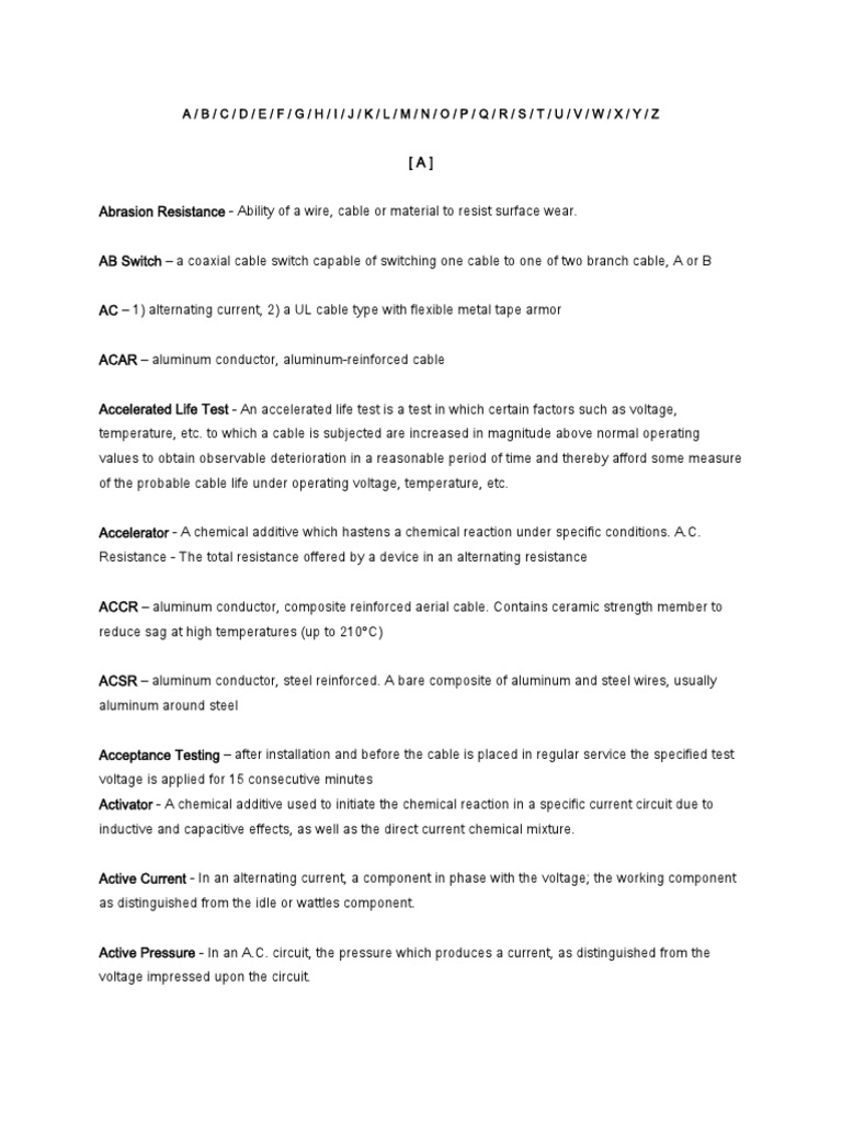 Cable Glossary PDF Coaxial Cable Capacitor
