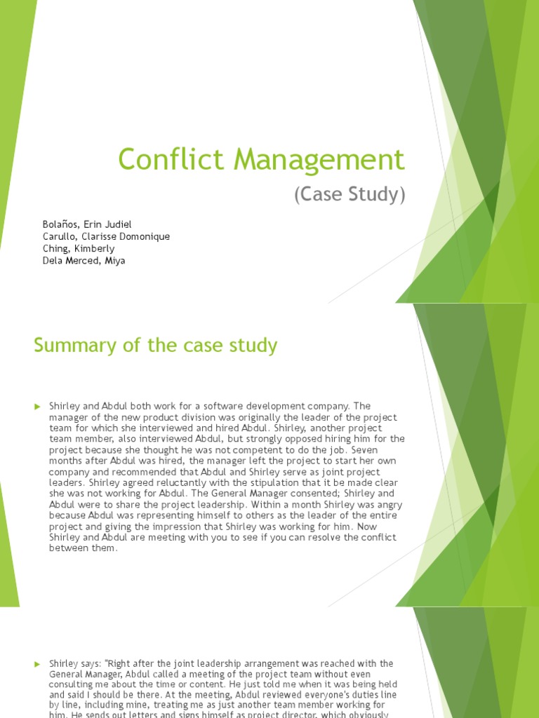 conflict management case study with solution pdf
