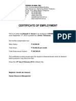 Certificate of Employment: 20,000.00 20,000.00 Per Month 240,000.00
