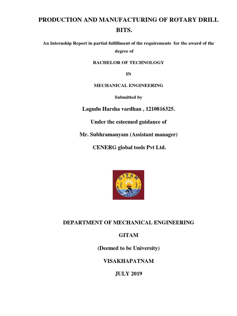 Production and Manufacturing of Rotary Drill Bits PDF Metals