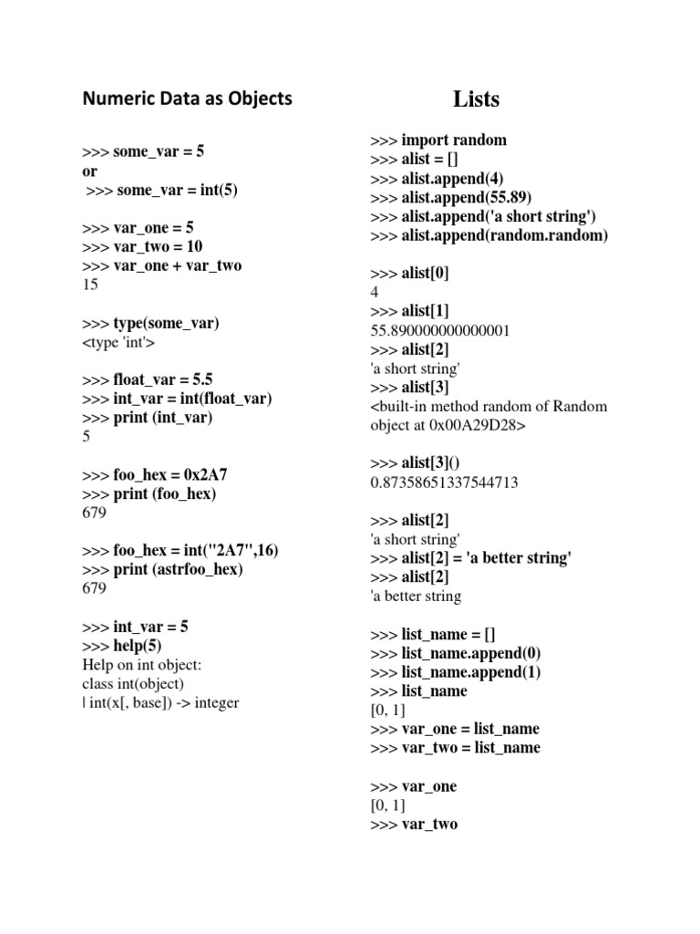 Python Data Types and Operations Guide | PDF | Integer (Computer ...
