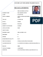 Bio-Data (Students) : Aadim Jati and Anusuchit Jati Vidyarthi Utkarsh Yojana