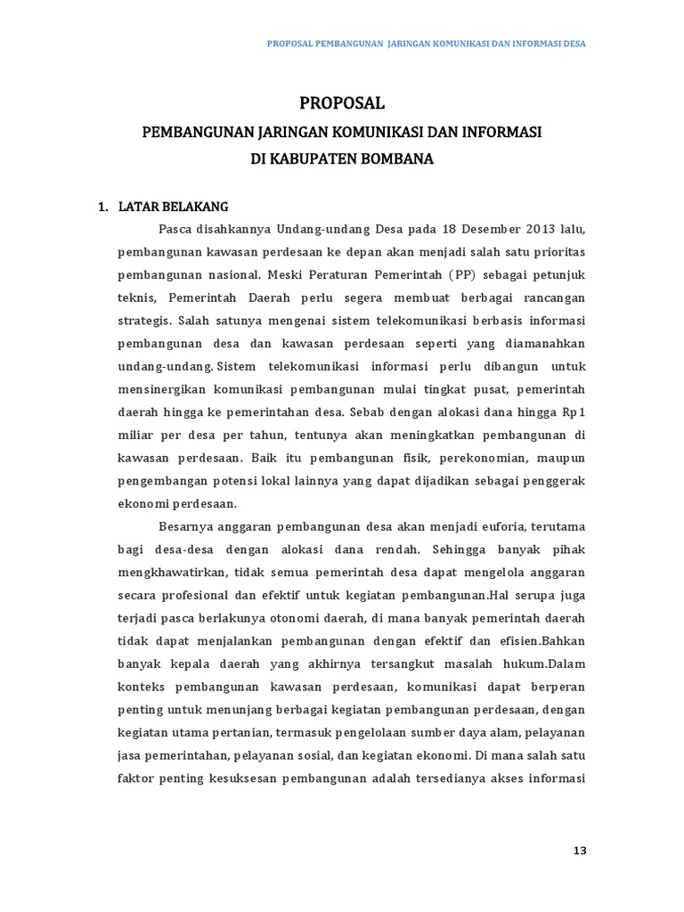 Proposal Jaringan Telekomunikasi Desa | PDF | Ilmu Sosial | Komputer