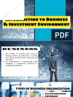 Introduction To Business and Investment Environment