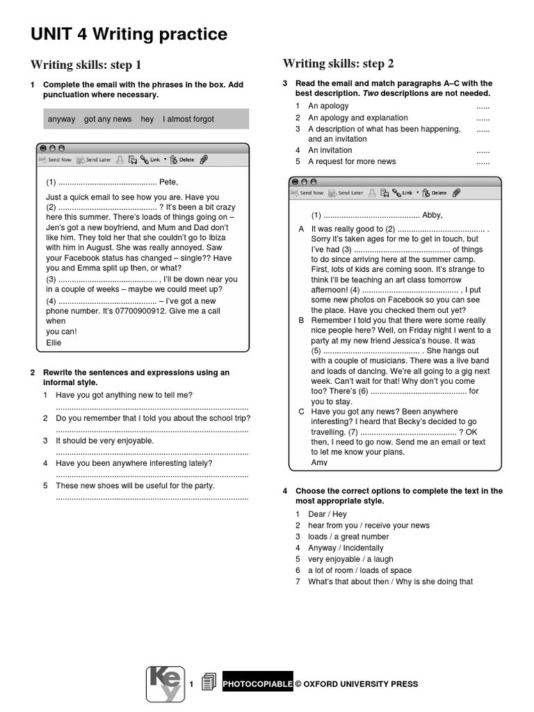 Writing Unit 4 PDF PDF