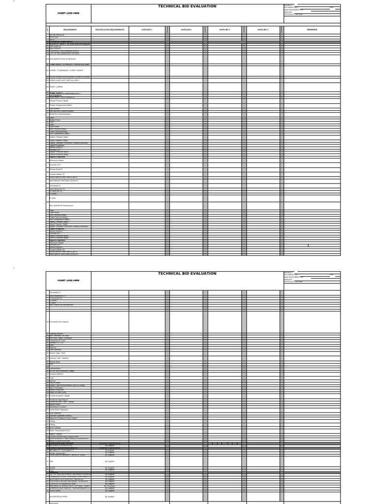 Technical bid evaluation form pdf valve pressure