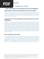 Lettre de Demande de Remise Gracieuse de La Taxe D Habitation 1475