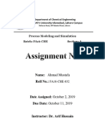 Name: Ahmad Mustafa Roll No.:: Process Modeling and Simulation Batch: FA16-CHE Section: A