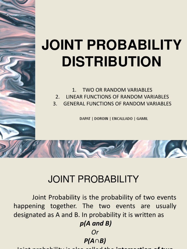 Joint Probability Distribution | PDF | Probability Theory | Random Variable