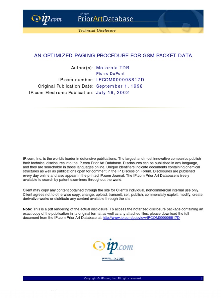 An Optimized Paging Procedure For GSM Packet Data: Author(s) : Original ...