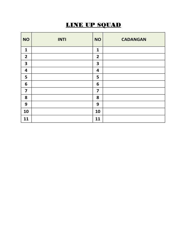 Line Up Squad Roster Details | PDF